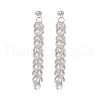 Glass Disc Beaded Tassel Dangle Stud Earrings EJEW-TA00214-1