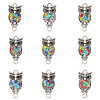 10Pcs Owl Shaped Alloy Rhinestone Connector Charms PALLOY-CJ0002-63-1