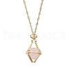 304 Stainless Steel Empty Macrame Pouch Pendant Singapore Chain Necklace Making NJEW-JN05283-01-3