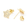 Clear Cubic Zirconia Star Stud Earrings EJEW-P196-05G-2