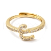 Rack Plating Brass Cubic Zirconia Arabic Letters Adjustable Rings for Women RJEW-S407-10G-16-2