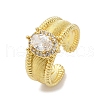 Brass Micro Pave Cubic Zirconia Open Cuff Rings for Women RJEW-U059-01G-02-4