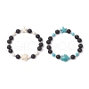 2Pcs Synthetic Turquoise and Natural Lava Rock Beads Stretch Bracelets for Men Women BJEW-JB11824-2