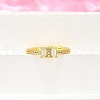 Brass Micro Pave Clear Cubic Zirconia Cuff Rings for Women RJEW-H247-21G-3
