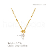 Minimalist Imitation Pearl Rice Pendant Stainless Steel PaPerclip Chain Necklaces for Everyday Women's Wear OX8079-2-3