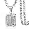 Rectangle with Letter Pattern 304 Stainless Steel Pendant Necklaces FS-WGFC766-05-1