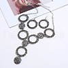 Ring & Flat Round Alloy Pendant Necklace & Dangle Earring Sets FS-WG0C96B-02-1