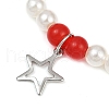 Dyed Round Natural Malaysia Jade with ABS Plastic Pearl Beaded Stretch Bracelets for Women BJEW-JB11643-03-4