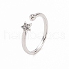 Clear Cubic Zirconia Star Open Cuff Ring RJEW-B028-13P-1