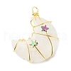 Natural Quartz Crystal Copper Wire Wrapped Pendants PALLOY-JF01639-05-1