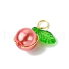 Pearlized Glass Pearl Round Pendants PALLOY-JF03386-01-4