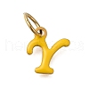 Ion Plating(IP) 304 Stainless Steel Enamel Alphabet Charms STAS-F308-02G-Y-1