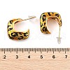 Leopard Print Brass Enamel Stud Earrings for Women EJEW-U055-12A-G-3