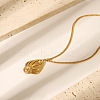 French Style Hollow Leaf Stainless Steel Stud Earrings & Pendant Necklaces & Cuff Rings Sets for Women YL4840-1-4