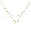 3-Ring Alloy Pendant Double Layer Necklaces for Women FS-WG29DD6-01-5