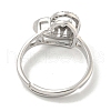 Heart with Letter Rack Plating Brass Micro Pave Cubic Zirconia Adjustable Rings for Women RJEW-I105-06P-M-3