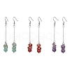 304 Stainless Steel with Natural Amethyst & Green Aventurine & Carnelian & Green Aventurine & Agate &  Stud Dangle Earring EJEW-TA00528-1