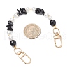 Natural Black Onyx(Dyed & Heated) Chip & Round ABS Plastic Imitation Pearl Bag Extension Chains AJEW-BA00147-01-4