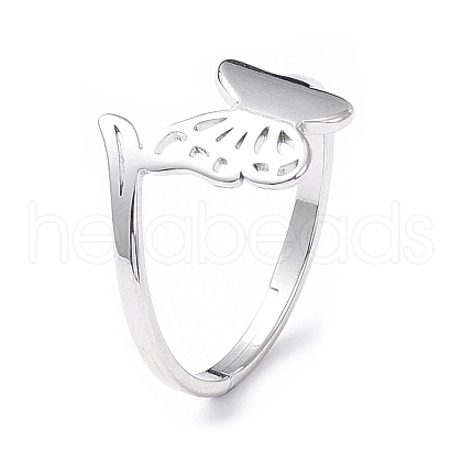 Non-Tarnish 304 Stainless Steel Hollow Out Butterfly Adjustable Ring for Women RJEW-I097-03P-1