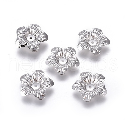 Non-Tarnish 5-Petal 316 Surgical Stainless Steel Bead Caps STAS-G196-04P-1