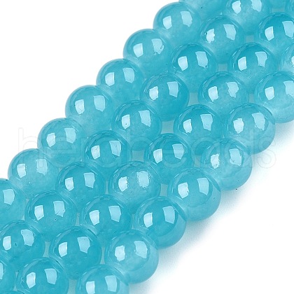 Baking Painted Imitation Jade Glass Round Bead Strands DGLA-Q021-6mm-07-1