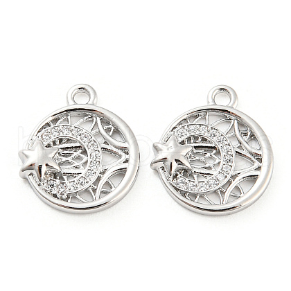 Brass Micro Pave Cubic Zirconia Charms KK-E090-37P-1