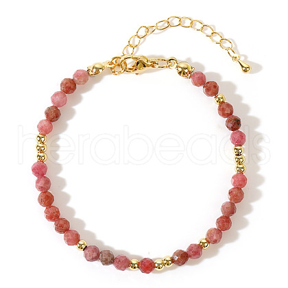 Faceted Natural Strawberry Quartz Round Beaded Bracelets for Women SO7261-1-1