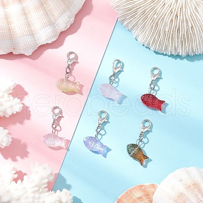 Transparent Spray Painted Glass Pendant Decorations HJEW-JM03293-01-1