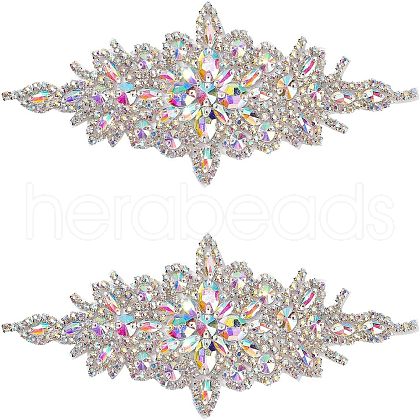 Flower Glitter Glass Hotfix Rhinestone FIND-WH0050-29A-1