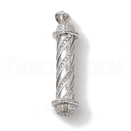 Rack Plating Brass Micro Pave Clear Cubic Zirconia Pendants KK-B092-31P-1