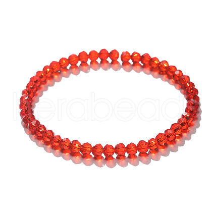 4mm Prism Faceted Rondelle Glass Beaded Stretch Bracelets for Women EH2213-2-1