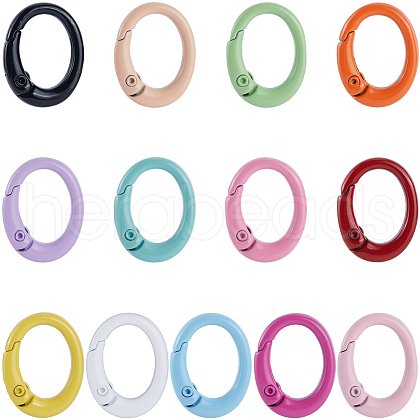 SUNNYCLUE 26Pcs 13 Colors Spray Painted Alloy Spring Gate Rings FIND-SC0011-85-1