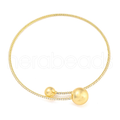 Rack Plating Brass Pave Clear Cubic Zirconia Round Ball Choker Necklaces NJEW-A031-02-01G-1