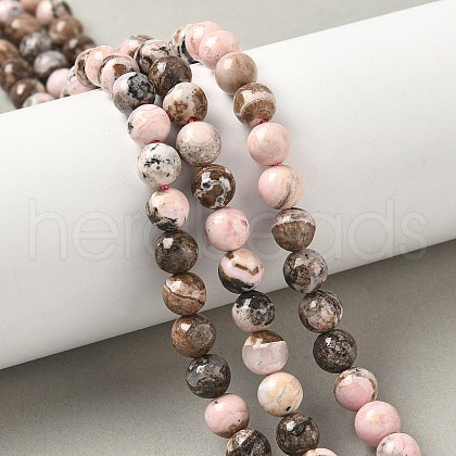 Natural Argentina Rhodonite Beads Strands G-G271-B02-6mm-1
