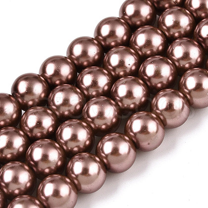 Baking Painted Pearlized Glass Pearl Round Bead Strands HY-Q003-10mm-92-1