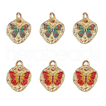 6Pcs 2 Style Rack Plating Brass Enamel Pendants KK-SZ0006-13-1