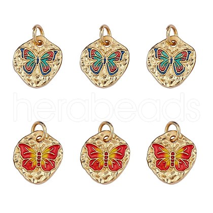 6Pcs 2 Style Rack Plating Brass Enamel Pendants KK-SZ0006-13-1