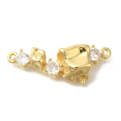 Brass Pave Clear Cubic Zirconia Connector Charms KK-K388-69G-1
