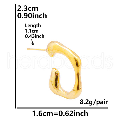 Irregular C Shape Stainless Steel Stud Earrings for Women NX3649-10-1