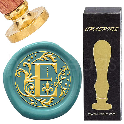 Brass Wax Seal Stamps with Wood Handle AJEW-WH0412-0238-1