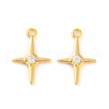 Brass Micro Pave Clear Cubic Zirconia Pendants KK-U017-10D-G-1