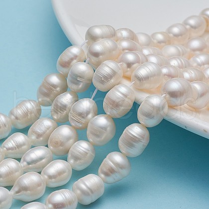 Natural Cultured Freshwater Pearl Beads Strands Rice A23TR011-1
