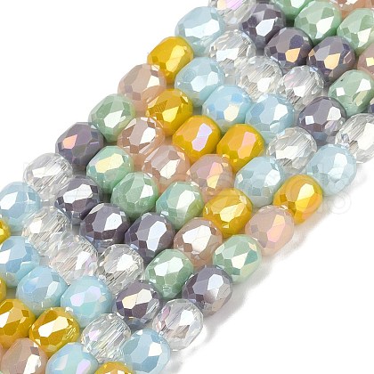 Electroplate Opaque Glass Beads Strands EGLA-G039-03A-01-1