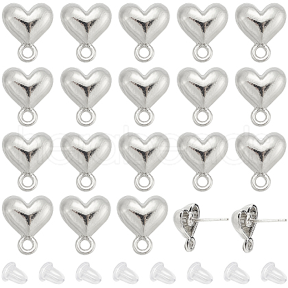 SUNNYCLUE 20Pcs Alloy Heart Stud Earring Findings EJEW-SC0001-50-1