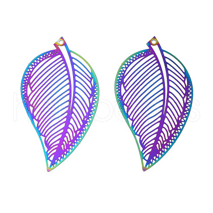 Ion Plating(IP) 201 Stainless Steel Filigree Pendants STAS-S118-063-1