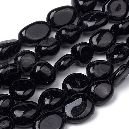 Natural Black Tourmaline Beads Strands X-G-L493-51-1