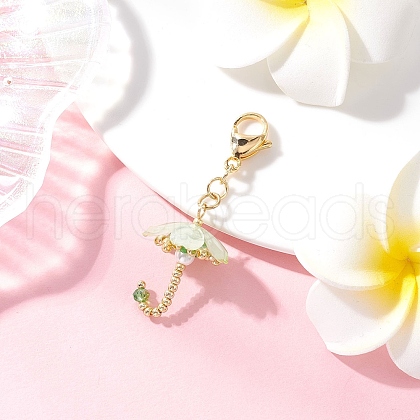 Umbrella Handmade Glass Seed Beaded & Acylic Pendant Decorations Sets HJEW-MZ00280-03-1
