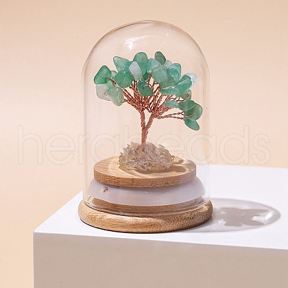 Natural Green Aventurine Chips Tree of Life Decorations TREE-PW0003-24E-1