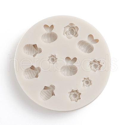 Bee & Flower DIY Food Grade Silicone Molds AJEW-WH0022-05-1