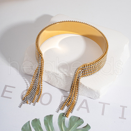 European and American Style Fringed Stainless Steel Cuff Bangles for Women OT8697-3-1